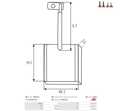 Carbon brush, starter motor, Image 2