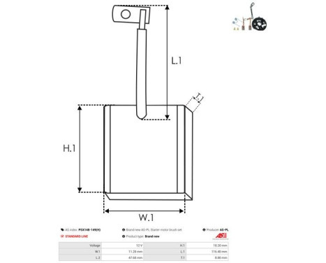 Carbon brush, starter motor, Image 2