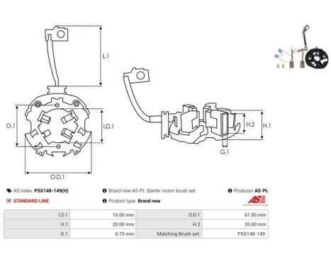 Carbon brush, starter motor, Image 3