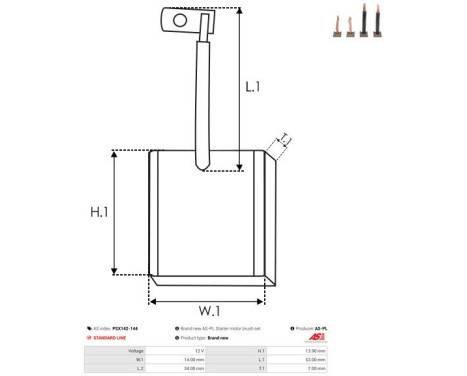 Carbon brush, starter motor, Image 2