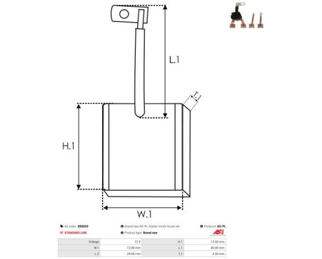 Carbon brush, starter motor, Image 2
