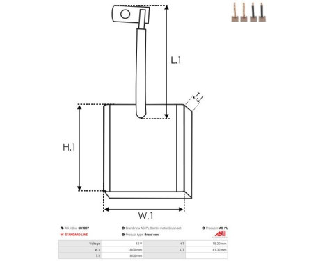 Carbon brush, starter motor, Image 2