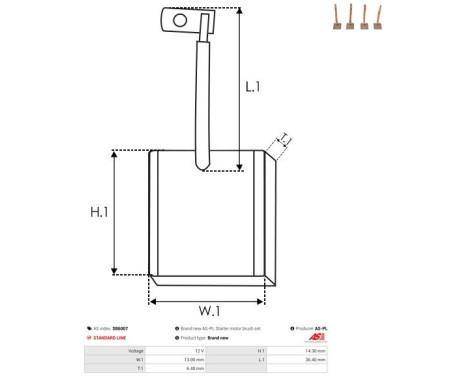 Carbon brush, starter motor, Image 2