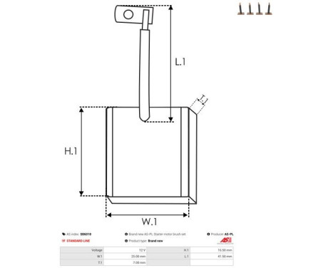 Carbon brush, starter motor, Image 2