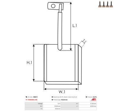 Carbon brush, starter motor, Image 2
