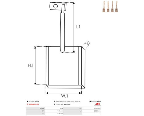 Carbon brush, starter motor, Image 2