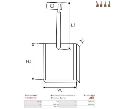 Carbon brush, starter motor, Image 2