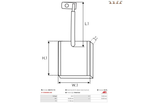 Carbon brush, starter motor, Image 2
