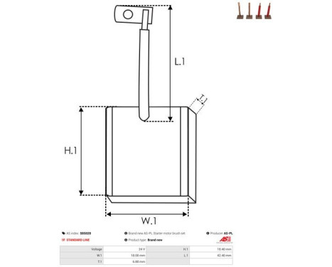 Carbon brush, starter motor, Image 2