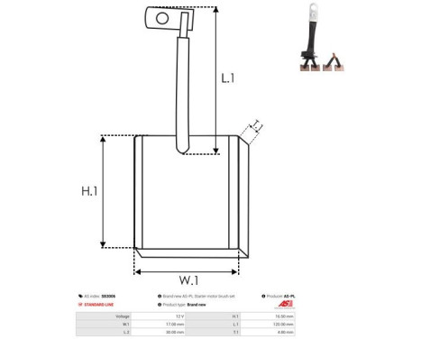 Carbon brush, starter motor, Image 2