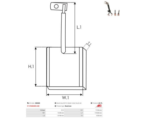 Carbon brush, starter motor, Image 2