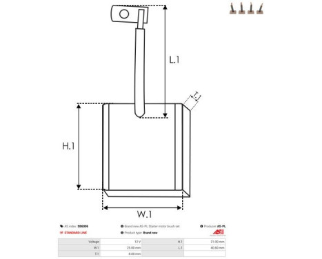 Carbon brush, starter motor, Image 2