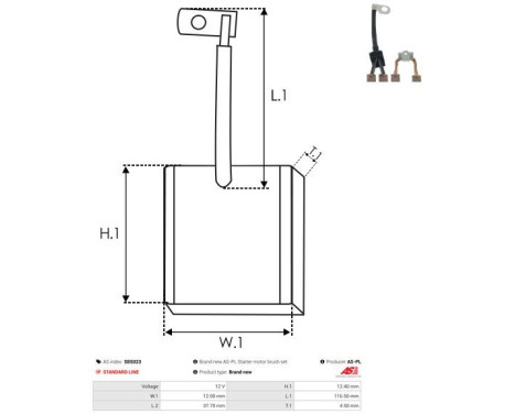 Carbon brush, starter motor, Image 2