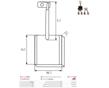 Carbon brush, starter motor, Image 2