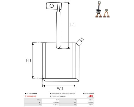 Carbon brush, starter motor, Image 2