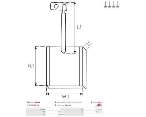 Carbon brush, starter motor, Image 2