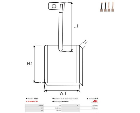 Carbon brush, starter motor, Image 2
