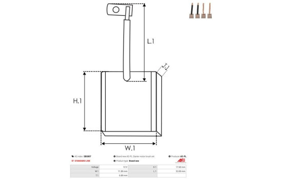 Carbon brush, starter motor, Image 2