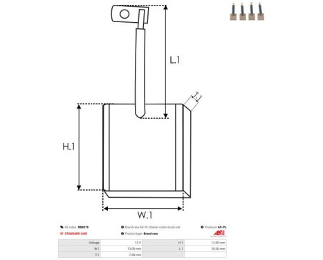 Carbon brush, starter motor, Image 2
