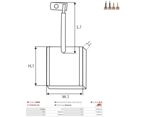 Carbon brush, starter motor, Image 2