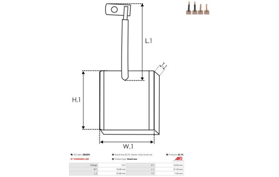 Carbon brush, starter motor, Image 2