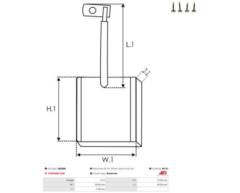 Carbon brush, starter motor, Image 2