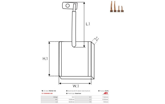 Carbon brush, starter motor, Image 2