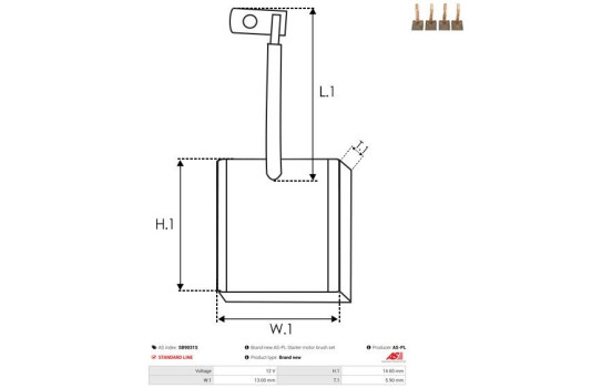 Carbon brush, starter motor, Image 2