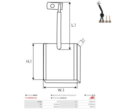Carbon brush, starter motor, Image 2