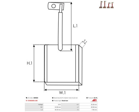 Carbon brush, starter motor, Image 2