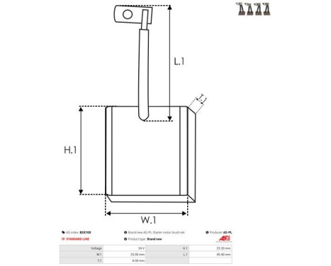 Carbon brush, starter motor, Image 2