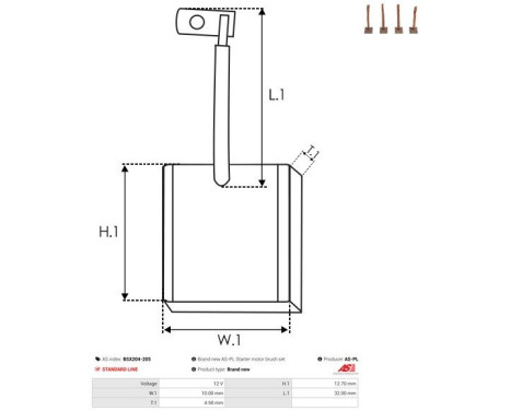 Carbon brush, starter motor, Image 2