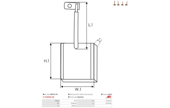 Carbon brush, starter motor, Image 2