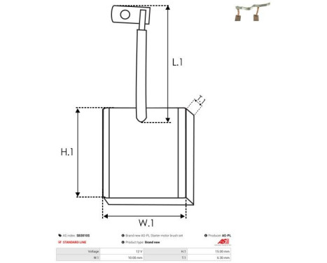 Carbon brush, starter motor, Image 2