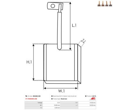 Carbon brush, starter motor, Image 2
