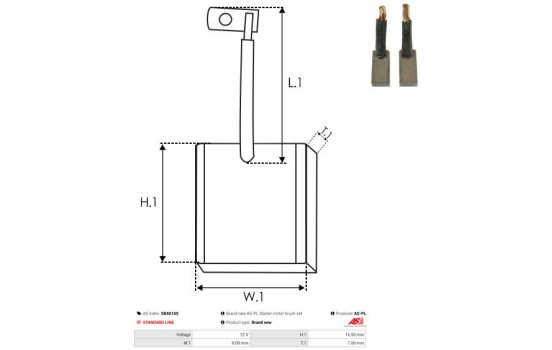 Carbon brush, starter motor, Image 2