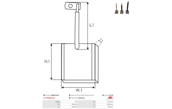 Carbon brush, starter motor, Image 2