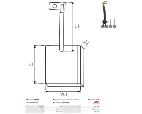 Carbon brush, starter motor, Image 2