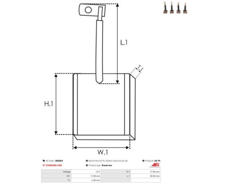 Carbon brush, starter motor, Image 2