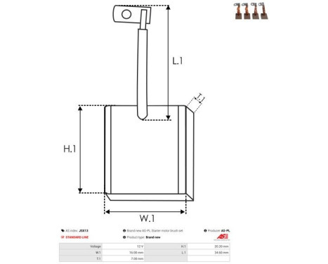 Carbon brush, starter motor, Image 2
