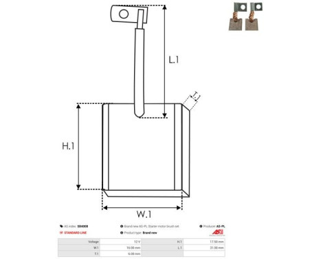 Carbon brush, starter motor, Image 2