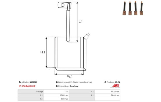 Carbon brush, starter motor, Image 2