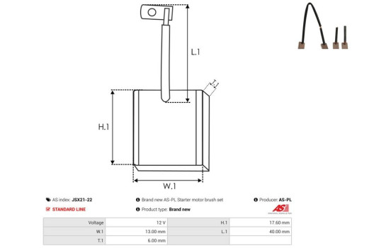 Carbon brush, starter motor, Image 2
