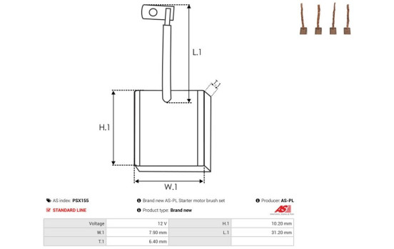 Carbon brush, starter motor, Image 2