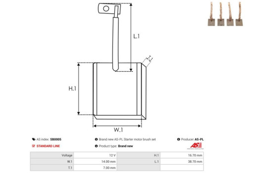 Carbon brush, starter motor, Image 2