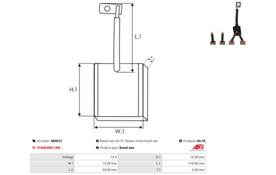 Carbon brush, starter motor, Image 2