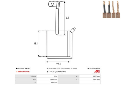 Carbon brush, starter motor, Image 2