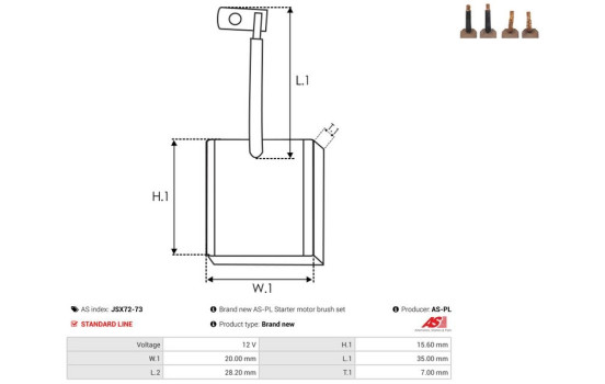 Carbon brush, starter motor, Image 2