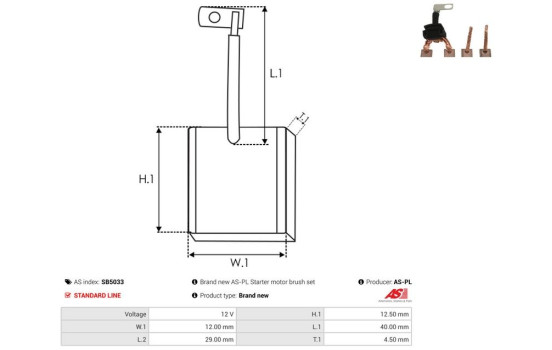 Carbon brush, starter motor, Image 2
