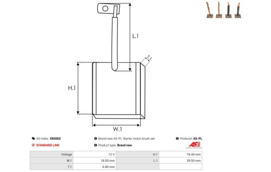 Carbon brush, starter motor, Image 2